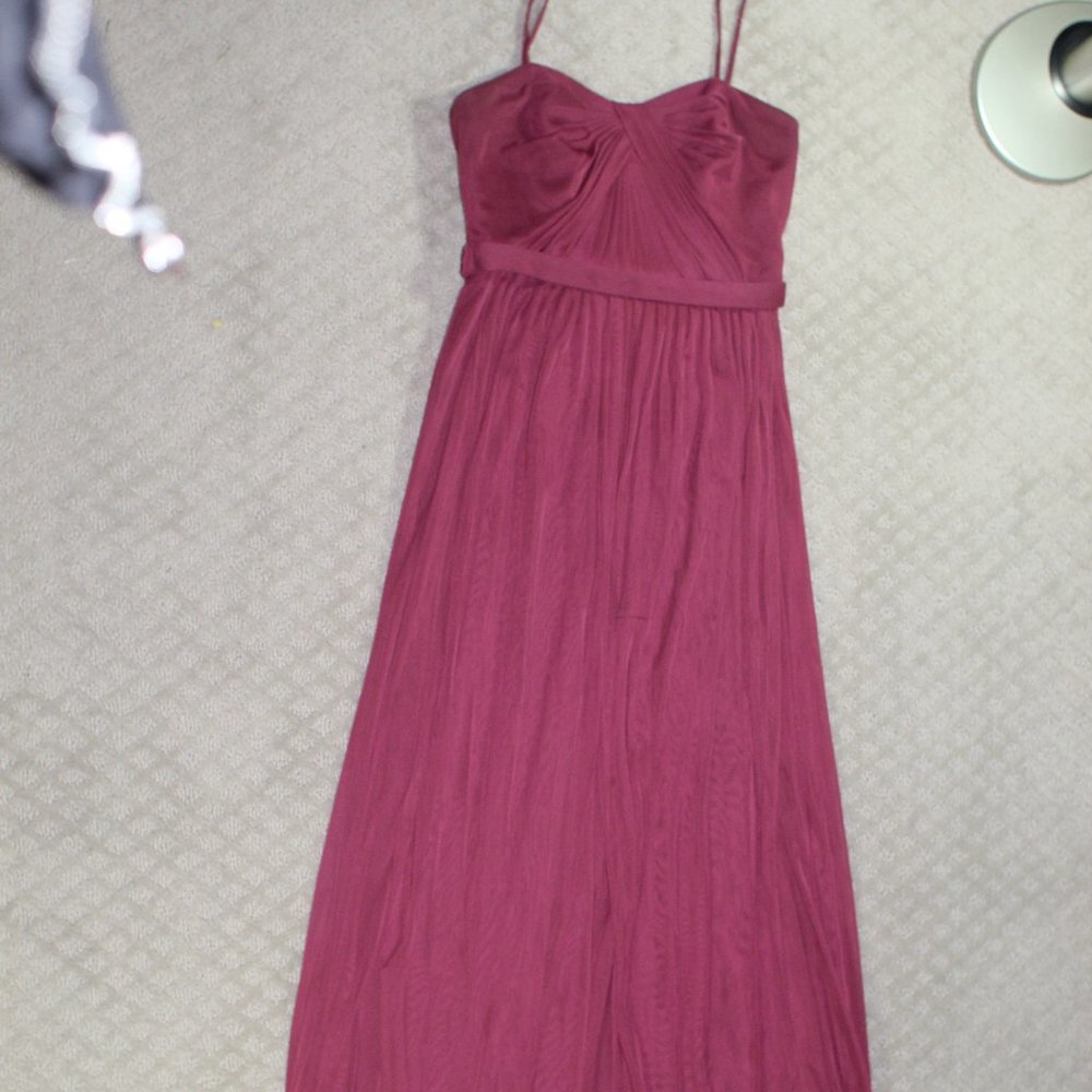 David's Bridal Maroon Chiffon Full Length Formal Dress Size 0